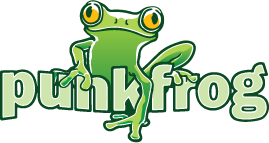 Punkfrog logo — green frog illustration